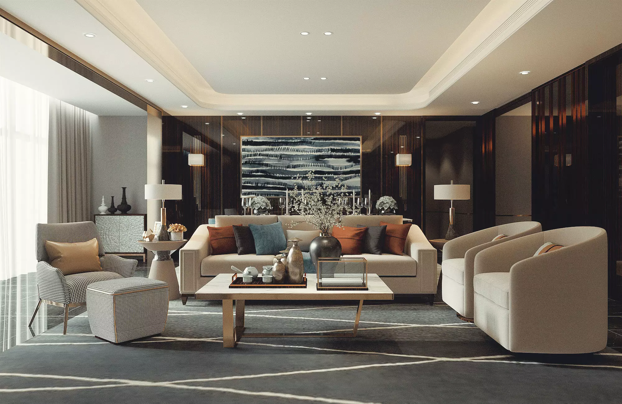 LivingRoom living room with modern furniture 3D model
