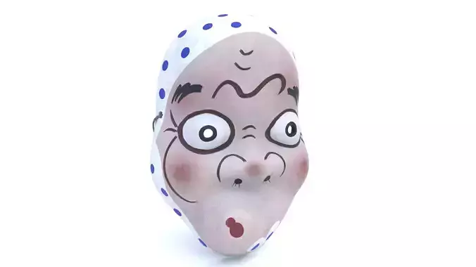 Japanese Mask Hyottoko Low-poly 3D model
