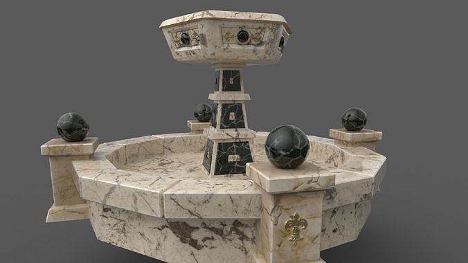 ancient fountain PBR low-poly 3D model Low-poly 3D model