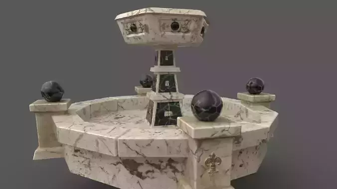 ancient fountain PBR low-poly 3D model