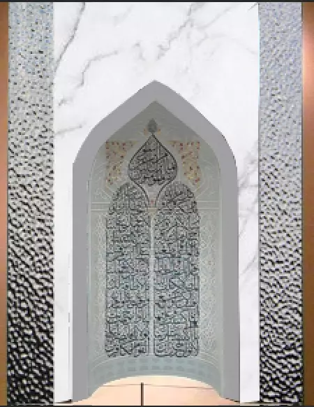 mihrab islamic calligraphy on marble wall 3D model_0