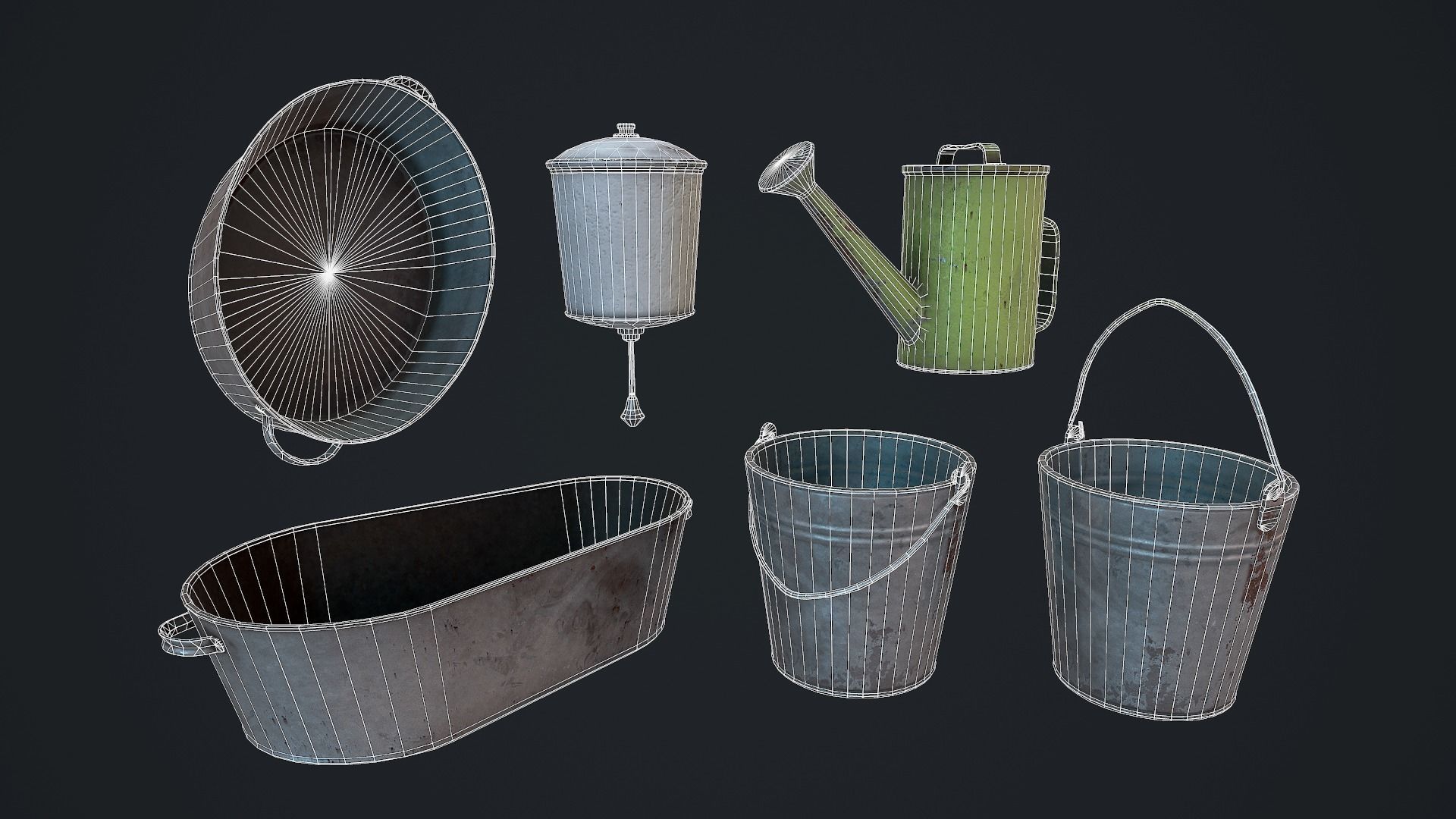 Household Props Low-poly 3D model_2