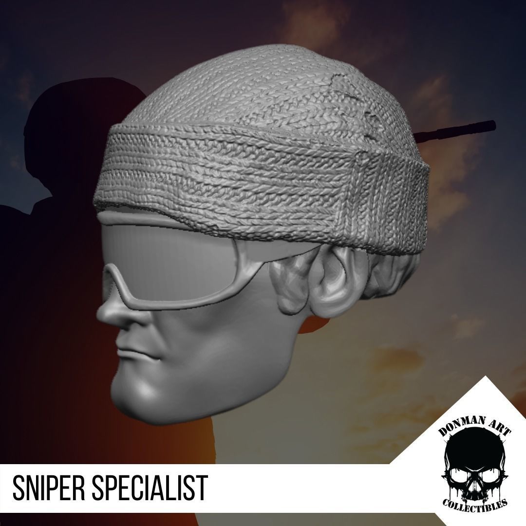 The Sniper Specialist head for 6 inch Action Figures 3D print model_4
