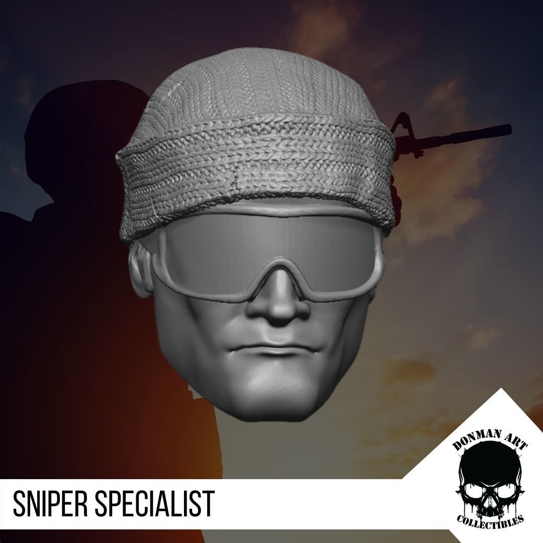 The Sniper Specialist head for 6 inch Action Figures 3D print model_16