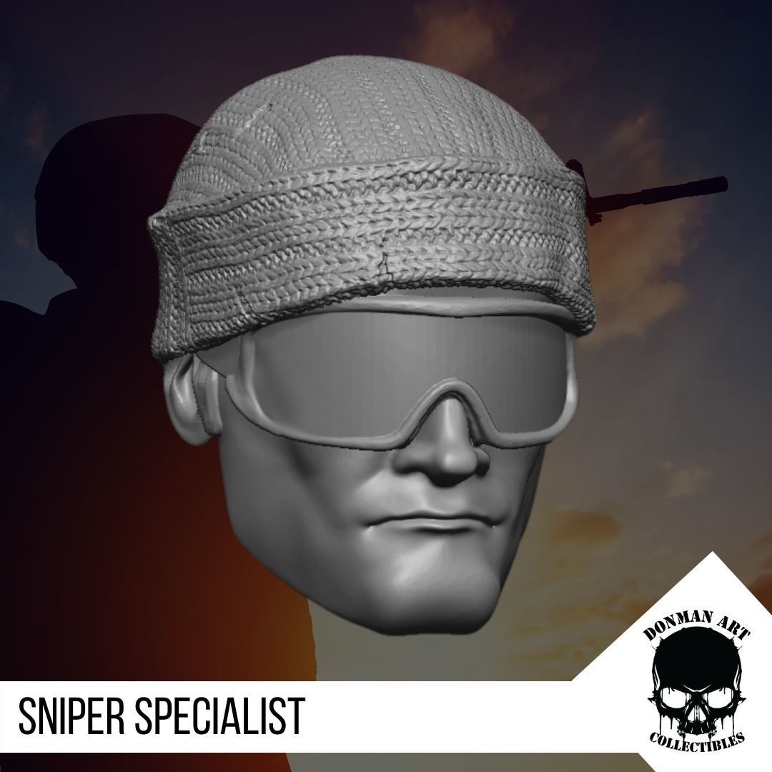 The Sniper Specialist head for 6 inch Action Figures 3D print model_17