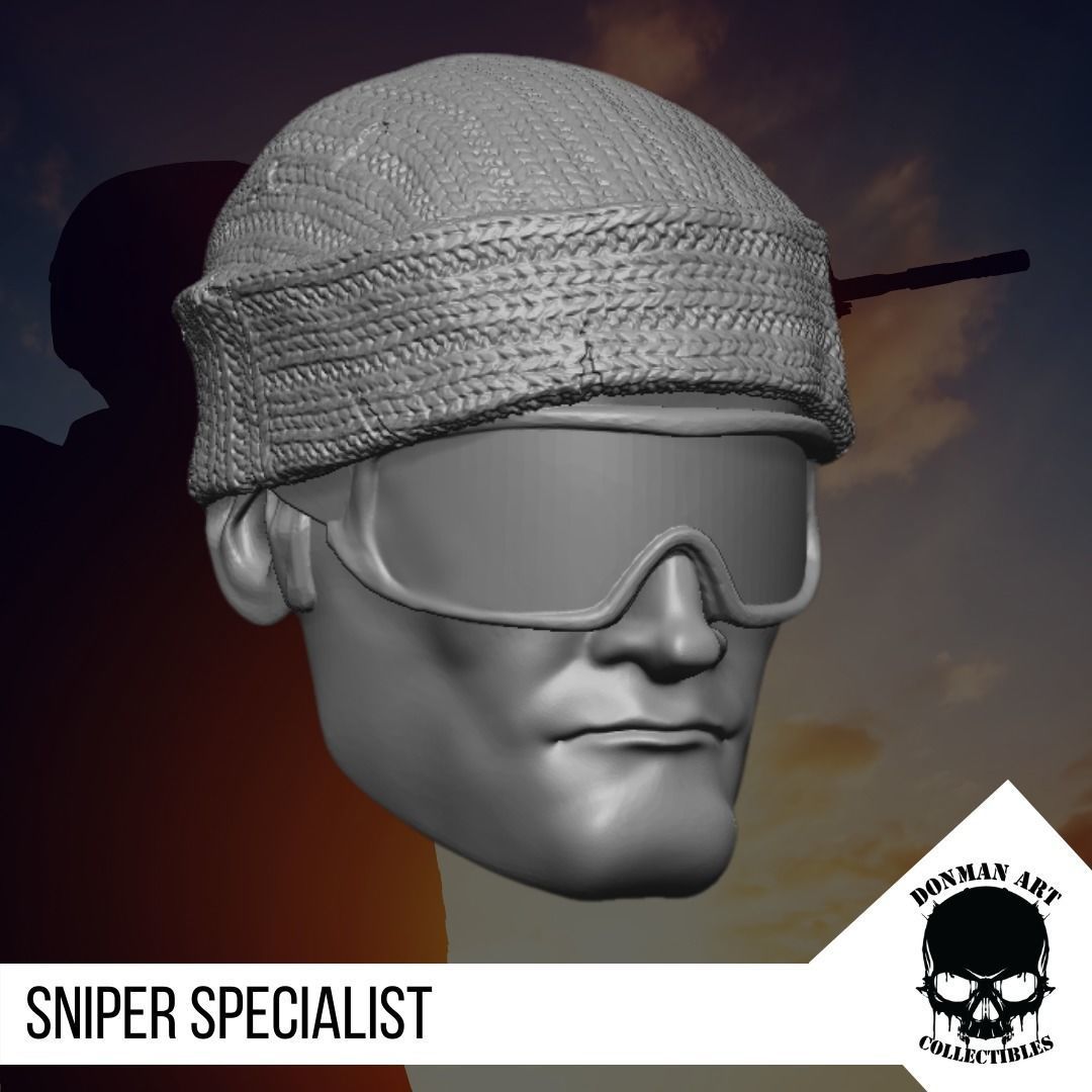 The Sniper Specialist head for 6 inch Action Figures 3D print model_18