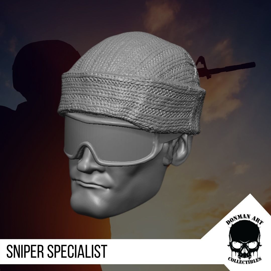 The Sniper Specialist head for 6 inch Action Figures 3D print model_5
