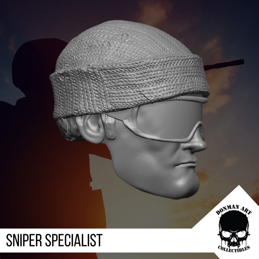 The Sniper Specialist head for 6 inch Action Figures 3D print model_2