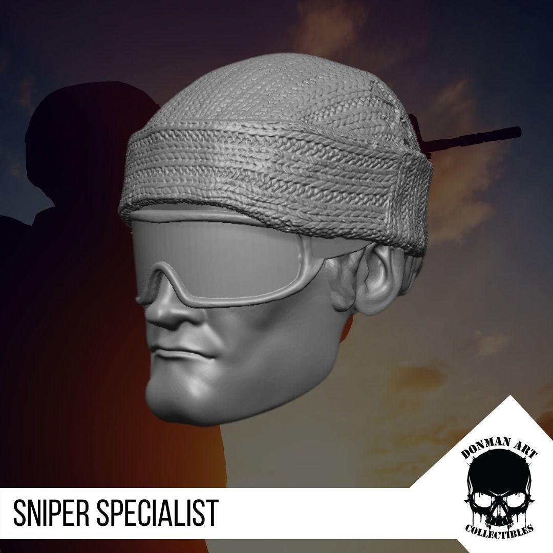 The Sniper Specialist head for 6 inch Action Figures 3D print model_3