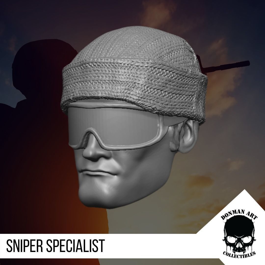 The Sniper Specialist head for 6 inch Action Figures 3D print model_13
