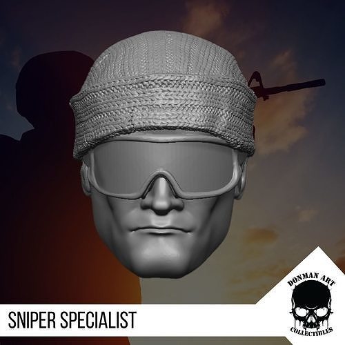 The Sniper Specialist head for 6 inch Action Figures 3D print model
