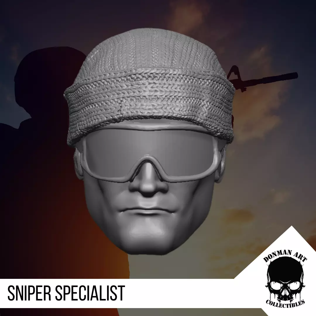 The Sniper Specialist head for 6 inch Action Figures 3D print model_0
