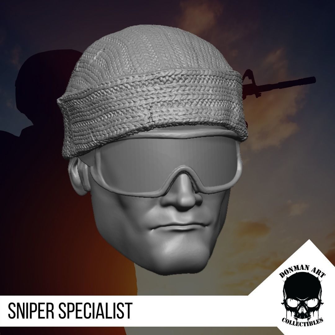 The Sniper Specialist head for 6 inch Action Figures 3D print model_14