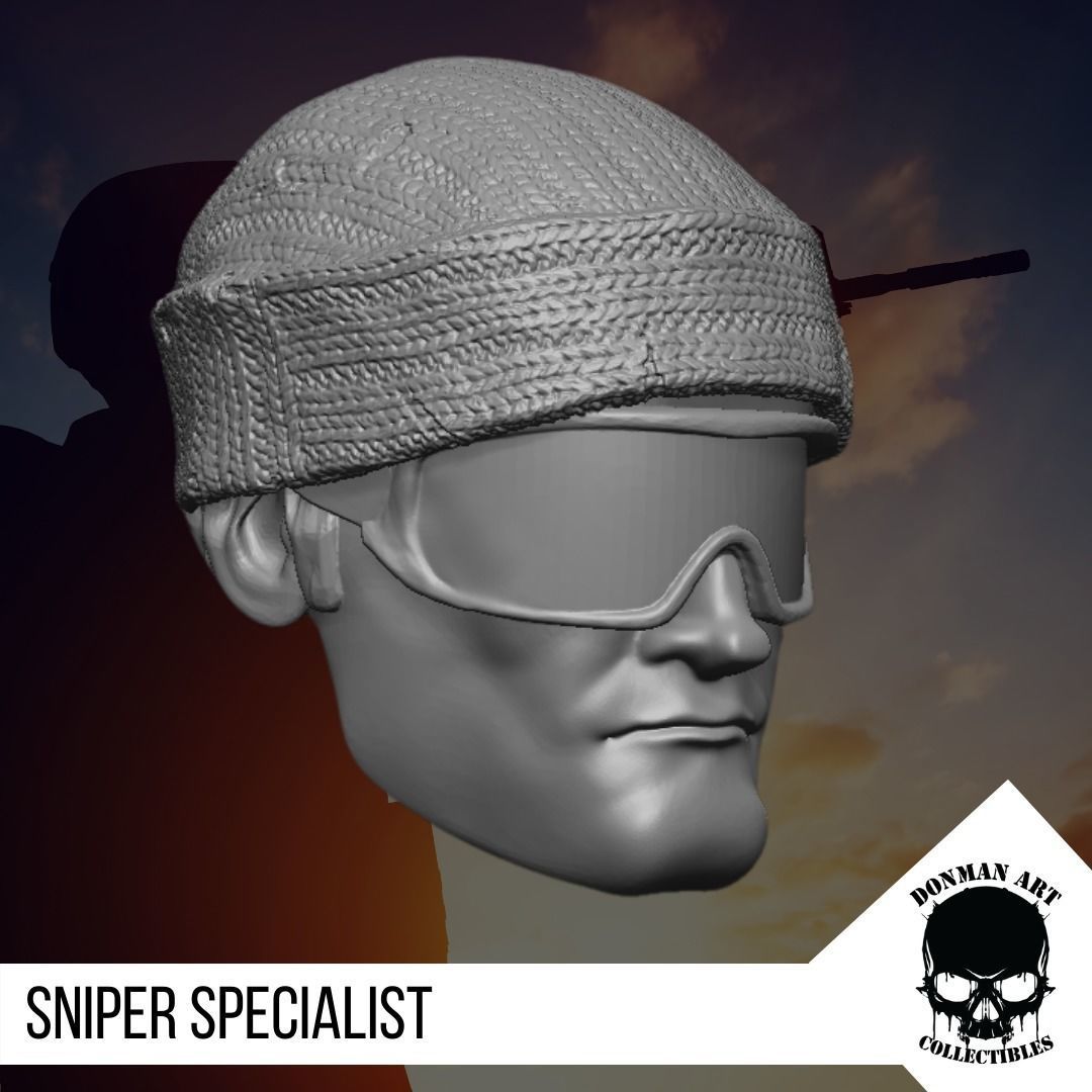 The Sniper Specialist head for 6 inch Action Figures 3D print model_19