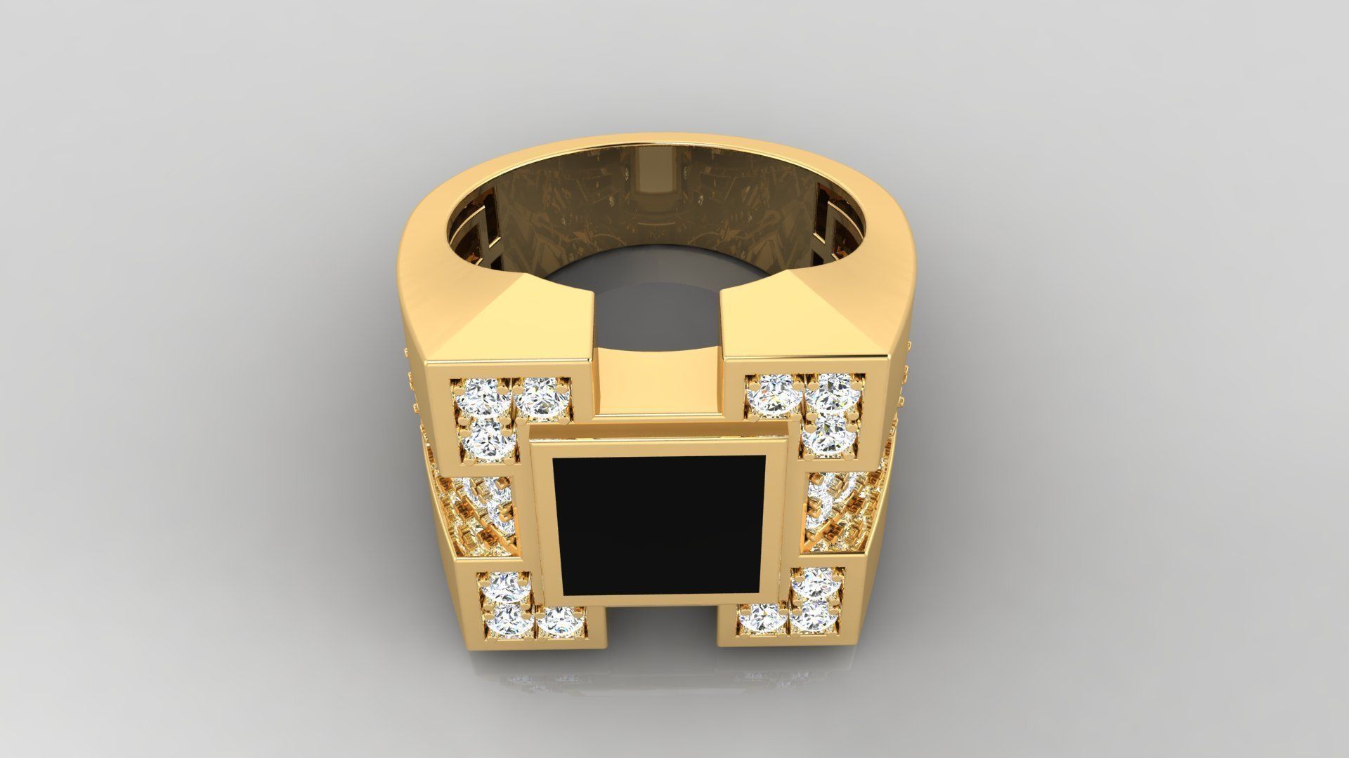 Ring M6  Mens luxury ring with enamel and gems 3D print model_9