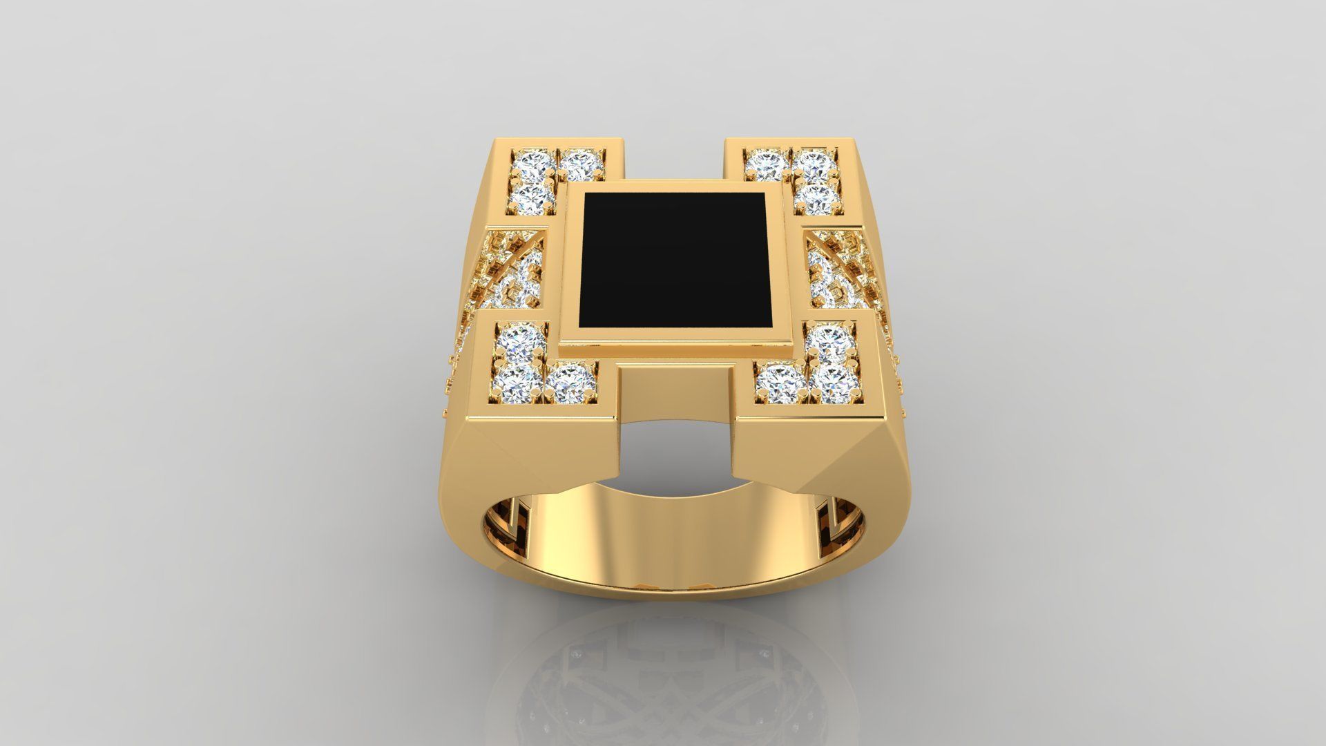 Ring M6  Mens luxury ring with enamel and gems 3D print model_1