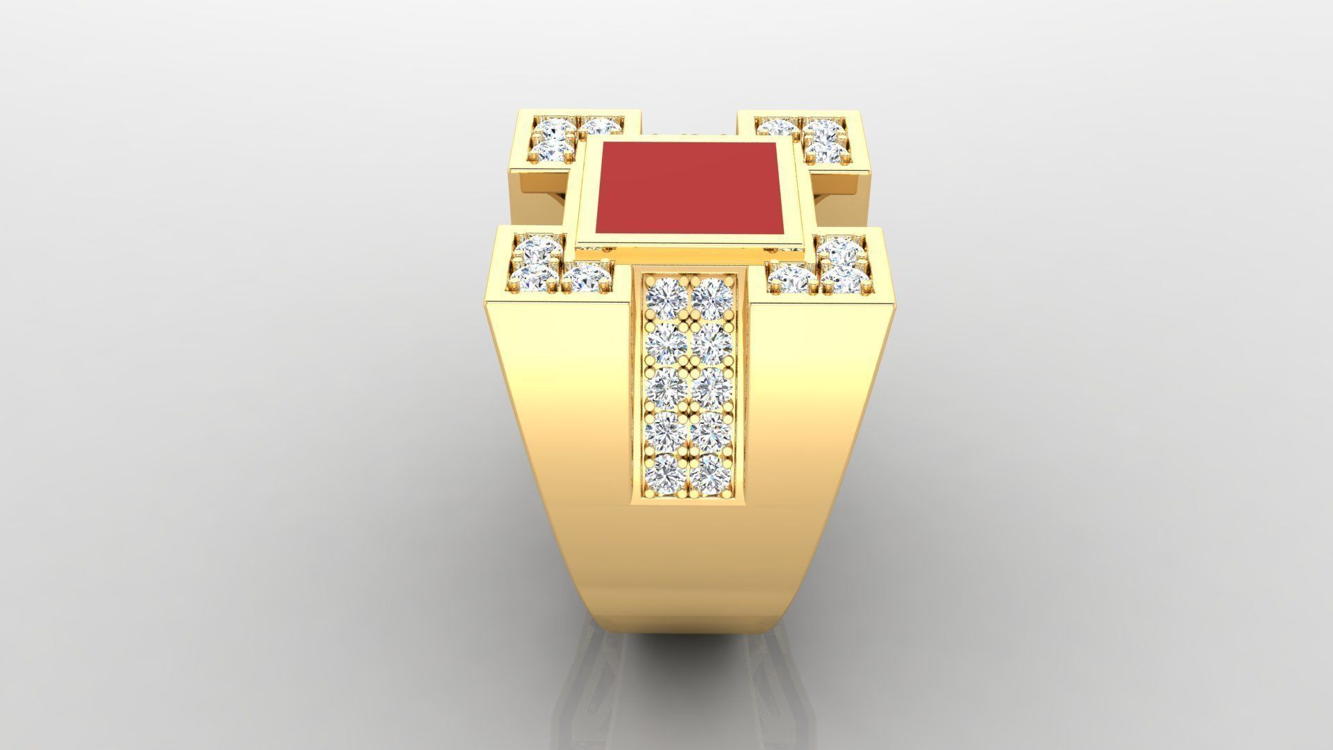 Ring M6  Mens luxury ring with enamel and gems 3D print model_15