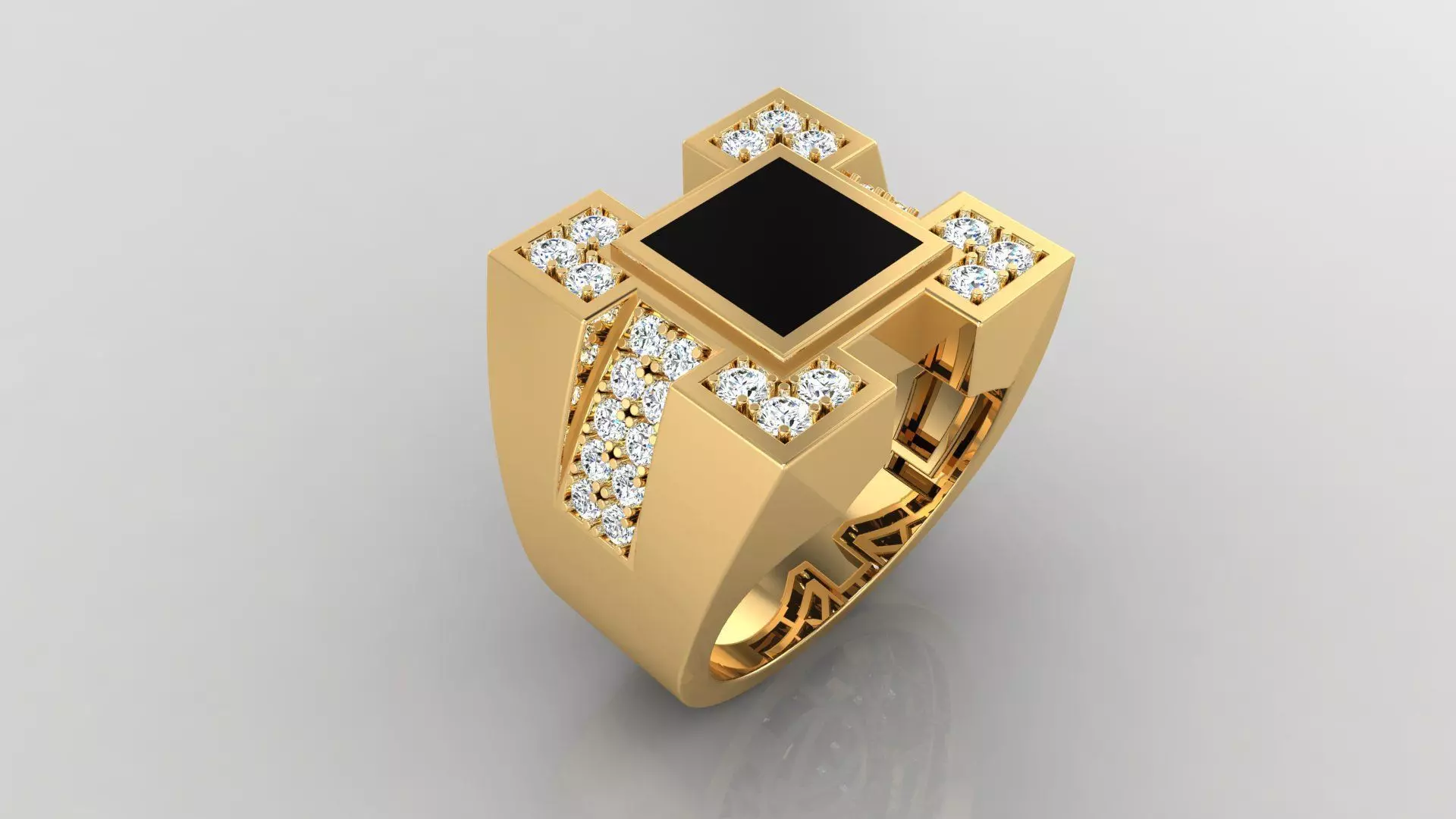 Ring M6  Mens luxury ring with enamel and gems 3D print model_0