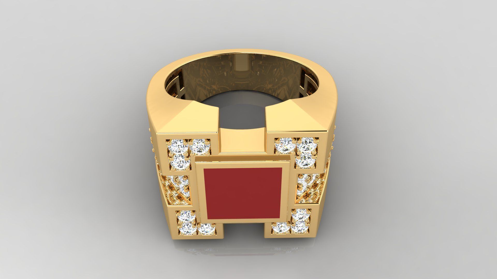 Ring M6  Mens luxury ring with enamel and gems 3D print model_20