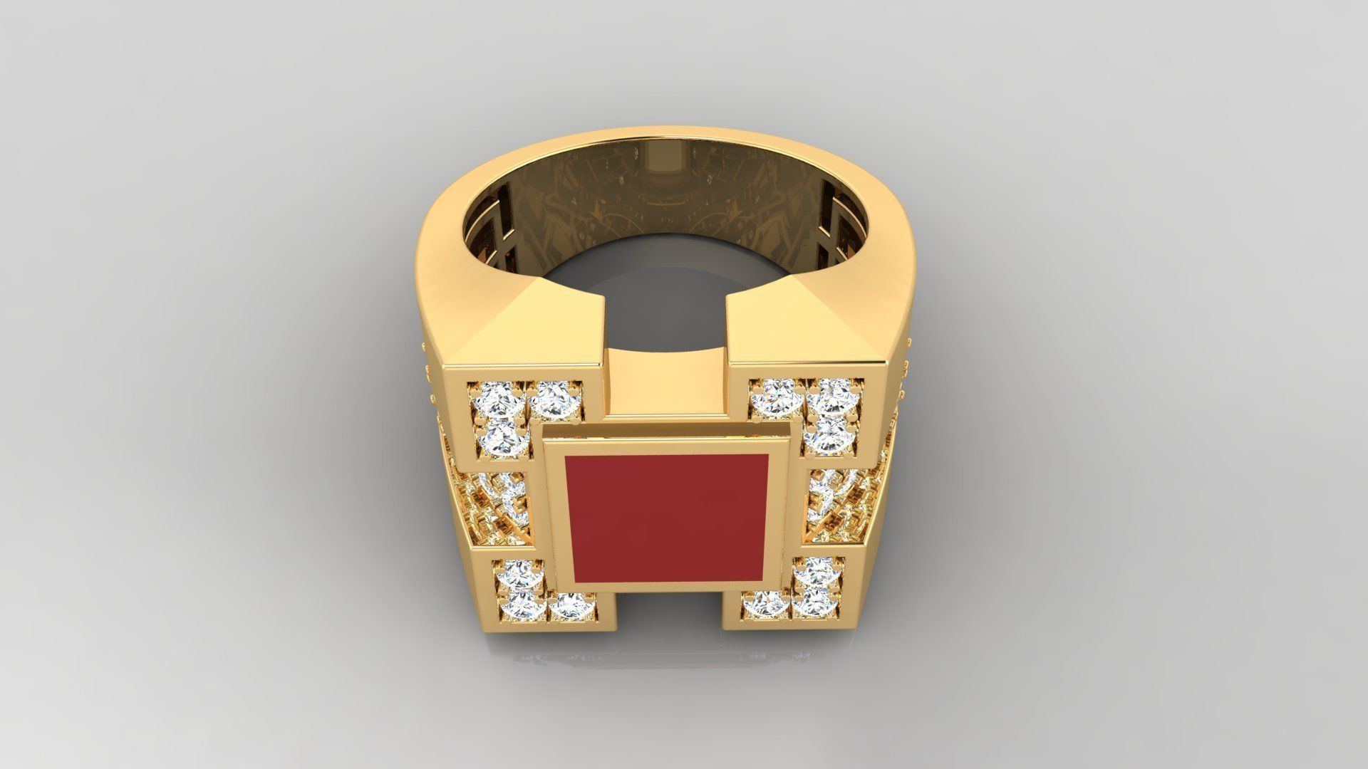 Ring M6  Mens luxury ring with enamel and gems 3D print model_21