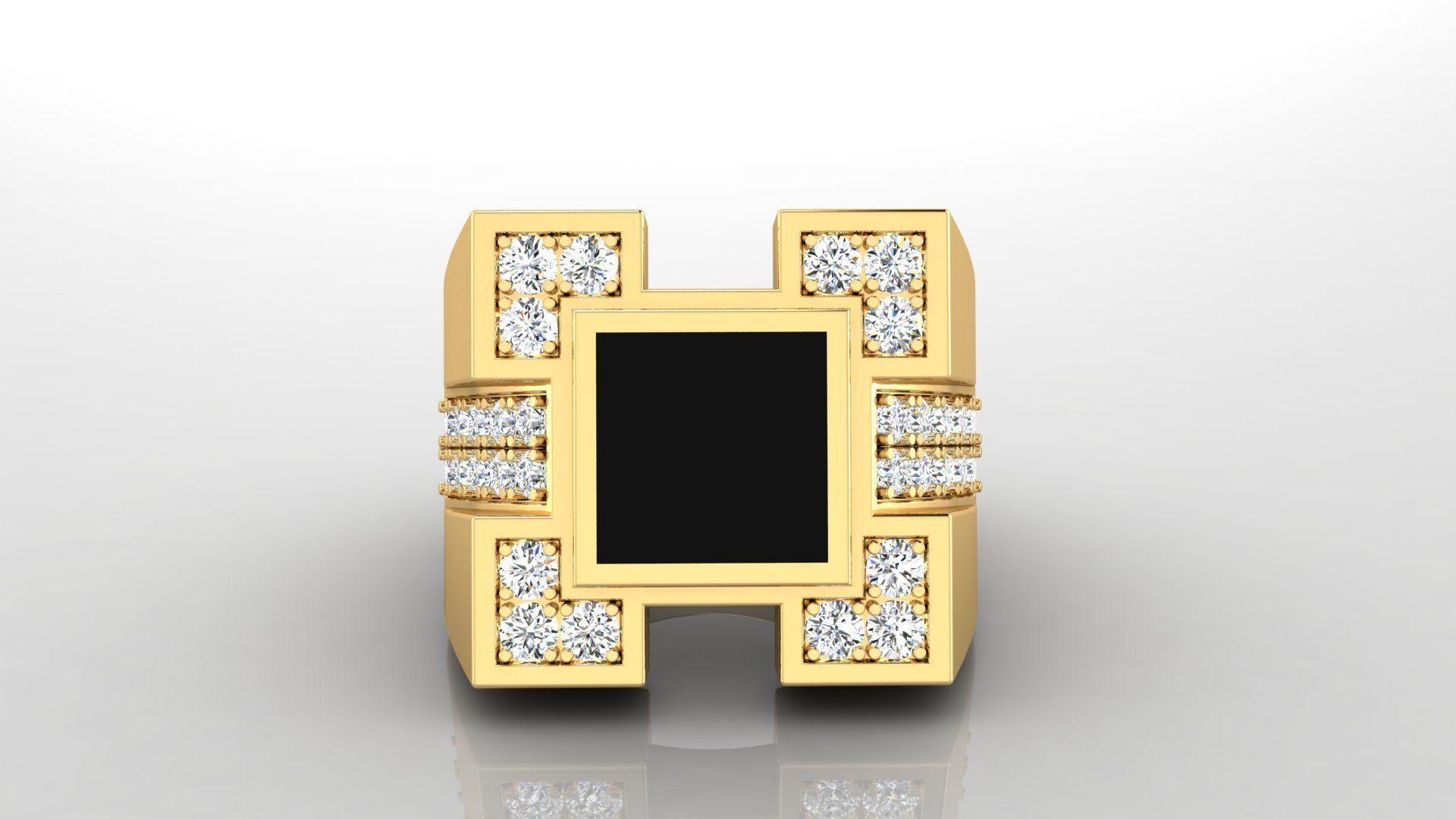 Ring M6  Mens luxury ring with enamel and gems 3D print model_7
