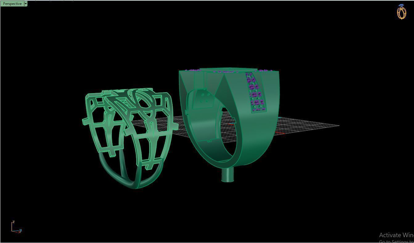 Ring M6  Mens luxury ring with enamel and gems 3D print model_31