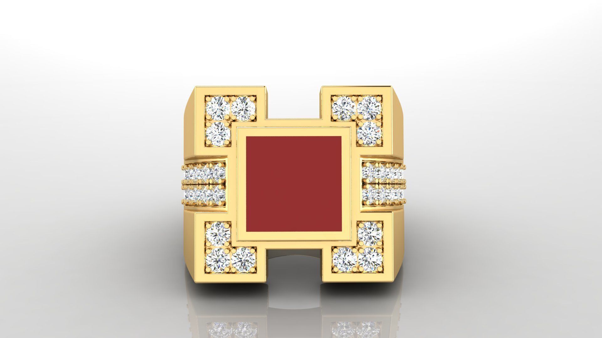 Ring M6  Mens luxury ring with enamel and gems 3D print model_19