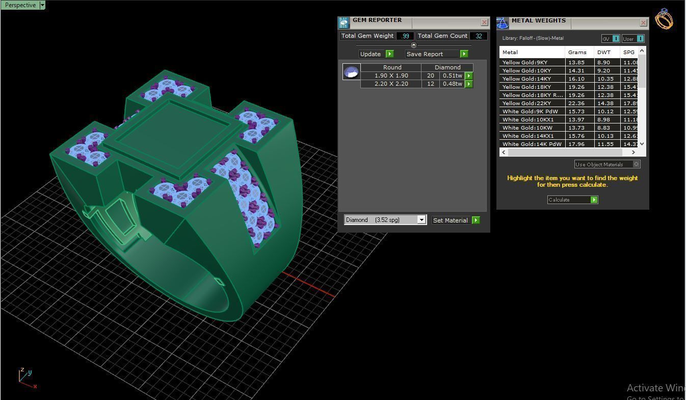 Ring M6  Mens luxury ring with enamel and gems 3D print model_29