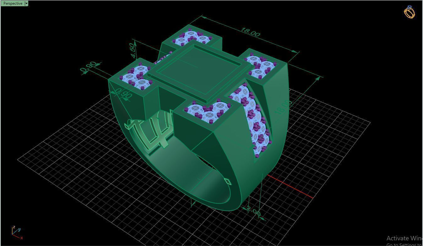 Ring M6  Mens luxury ring with enamel and gems 3D print model_28