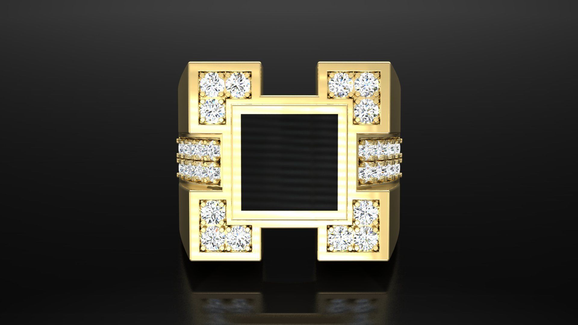 Ring M6  Mens luxury ring with enamel and gems 3D print model_40