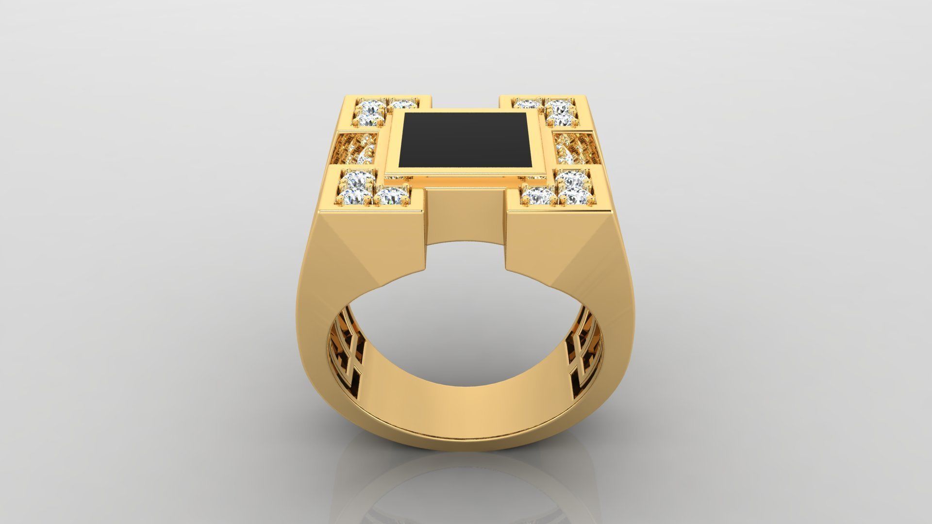 Ring M6  Mens luxury ring with enamel and gems 3D print model_3