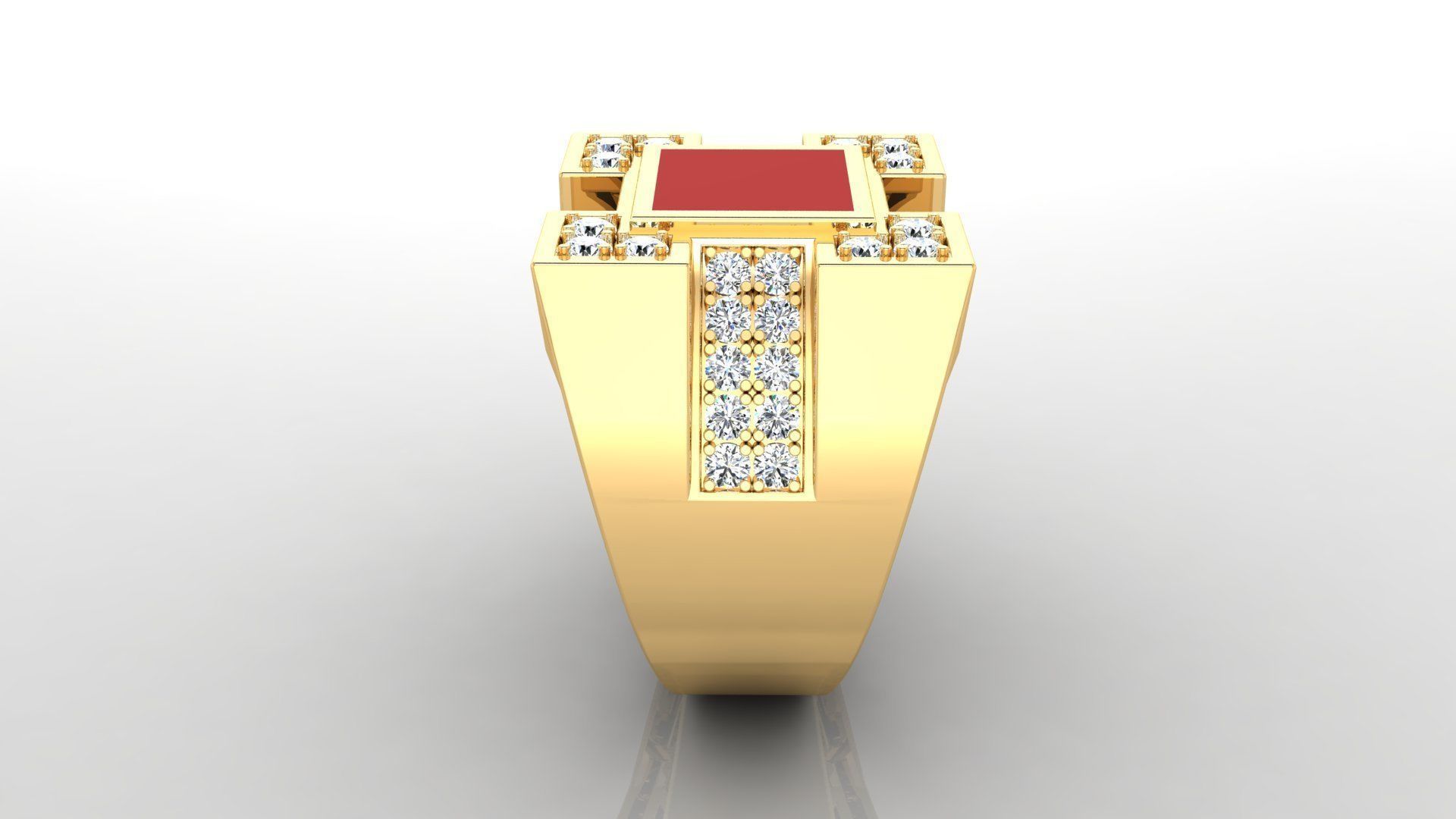 Ring M6  Mens luxury ring with enamel and gems 3D print model_14
