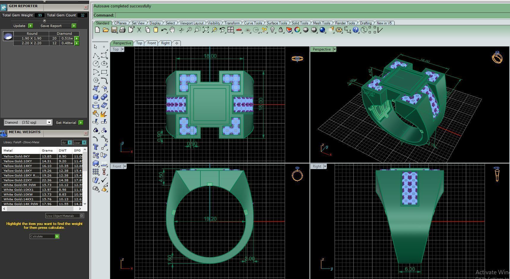 Ring M6  Mens luxury ring with enamel and gems 3D print model_22