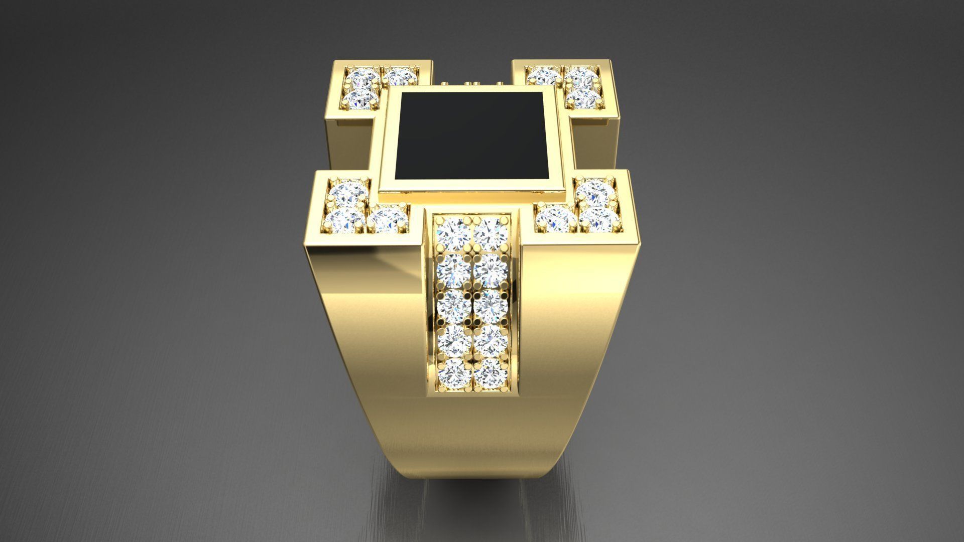 Ring M6  Mens luxury ring with enamel and gems 3D print model_36