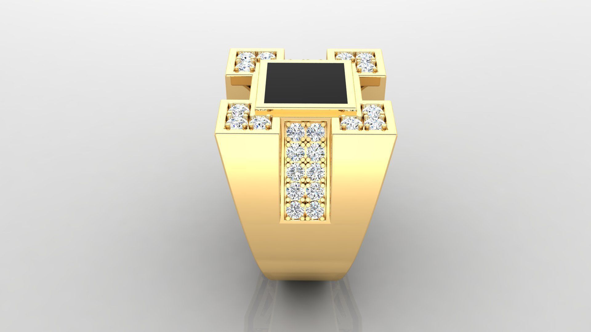 Ring M6  Mens luxury ring with enamel and gems 3D print model_4