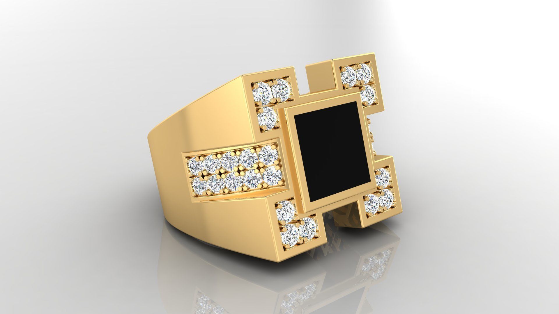 Ring M6  Mens luxury ring with enamel and gems 3D print model_8