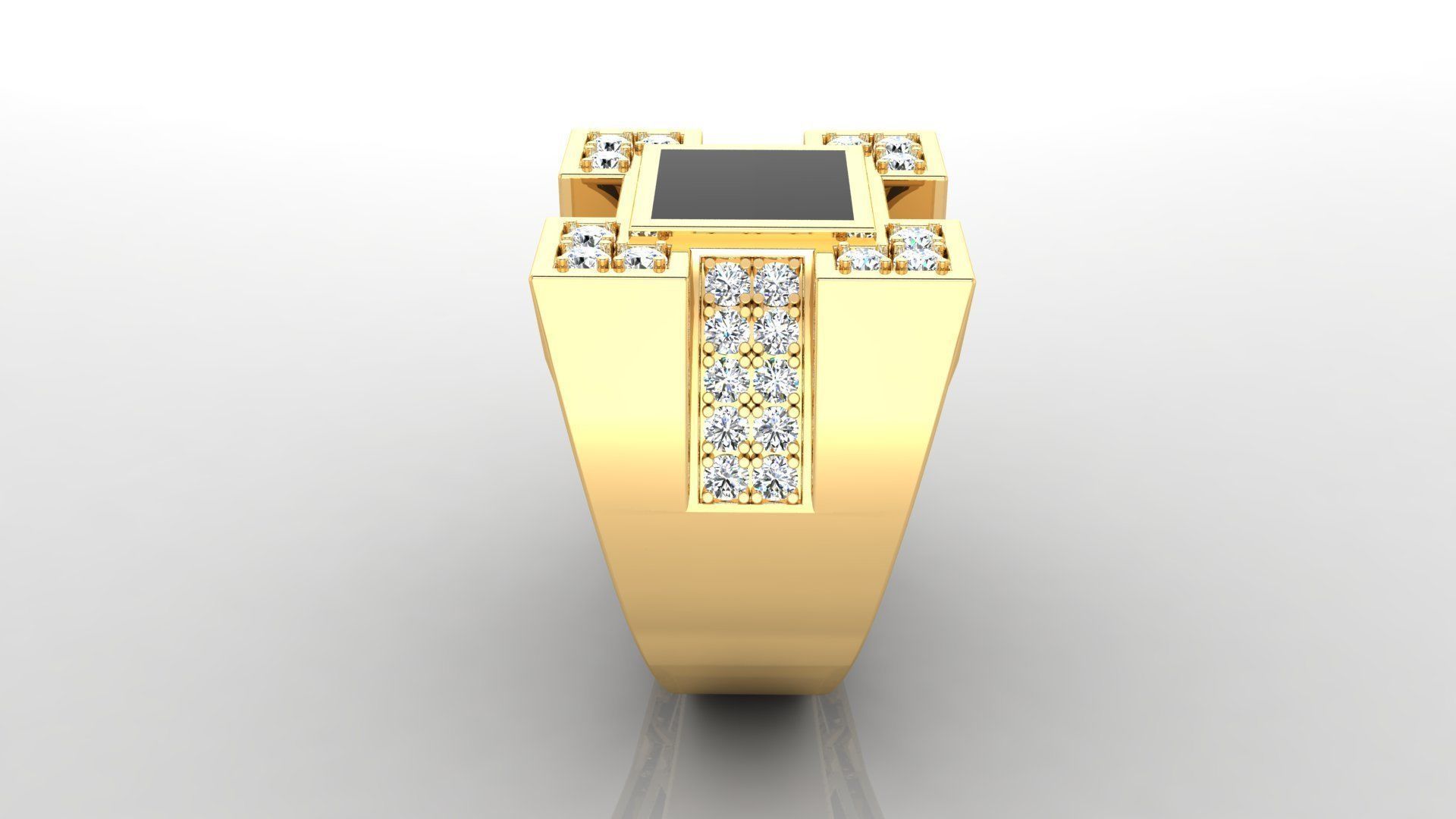 Ring M6  Mens luxury ring with enamel and gems 3D print model_5