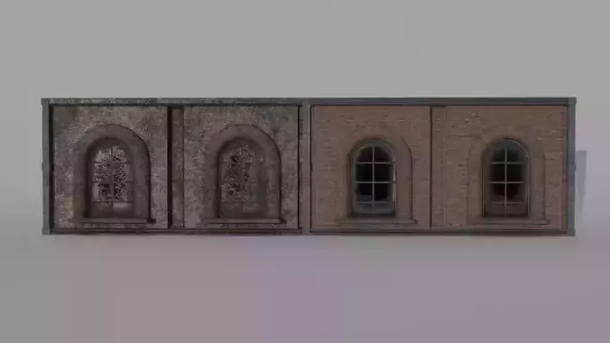 Low Poly Wall with two texture options moss wall Source Files Free low-poly 3D model