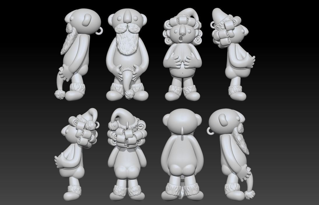 Santa Claus and Mrs Claus ornaments set 3D print model_2