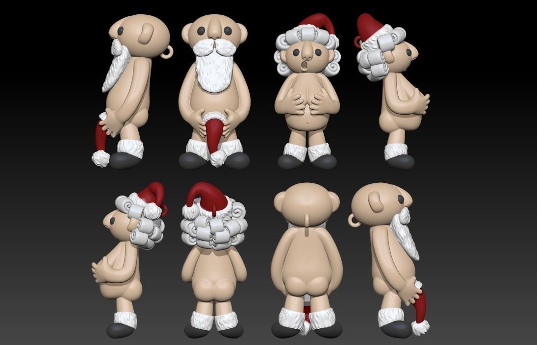 Santa Claus and Mrs Claus ornaments set 3D print model_1