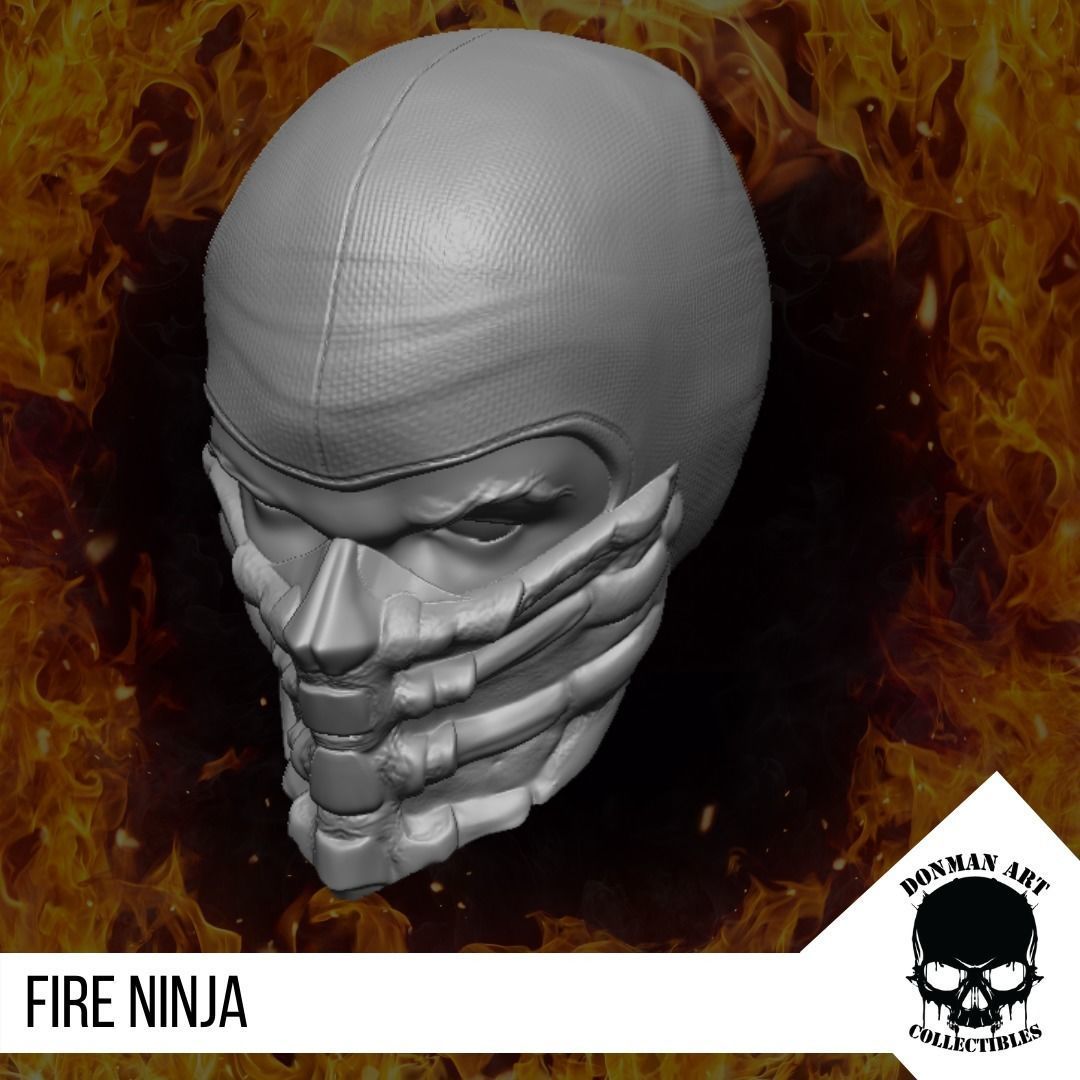 Fire Ninja Head for 6 inch action figures 3D print model_17