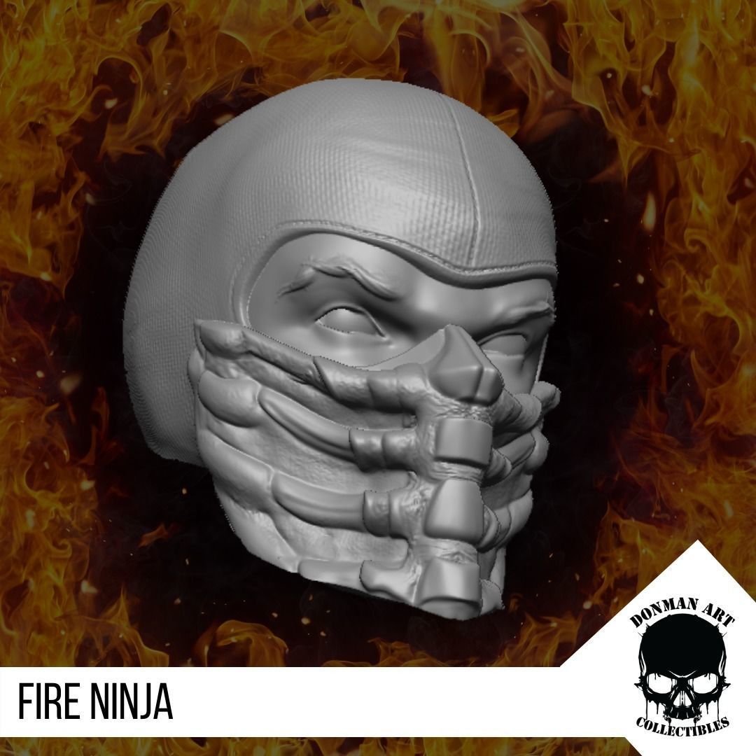 Fire Ninja Head for 6 inch action figures 3D print model_16