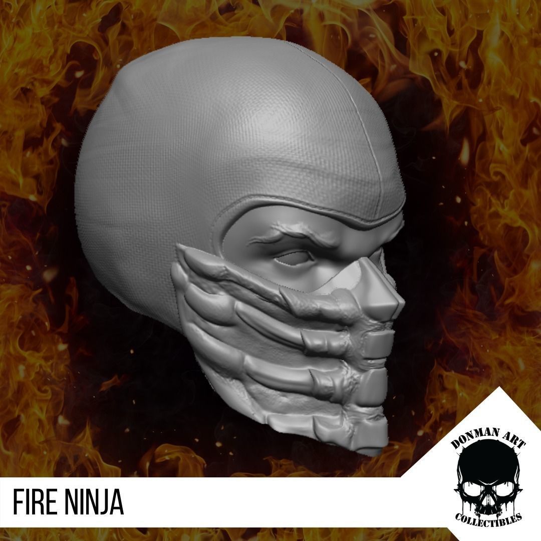 Fire Ninja Head for 6 inch action figures 3D print model_14