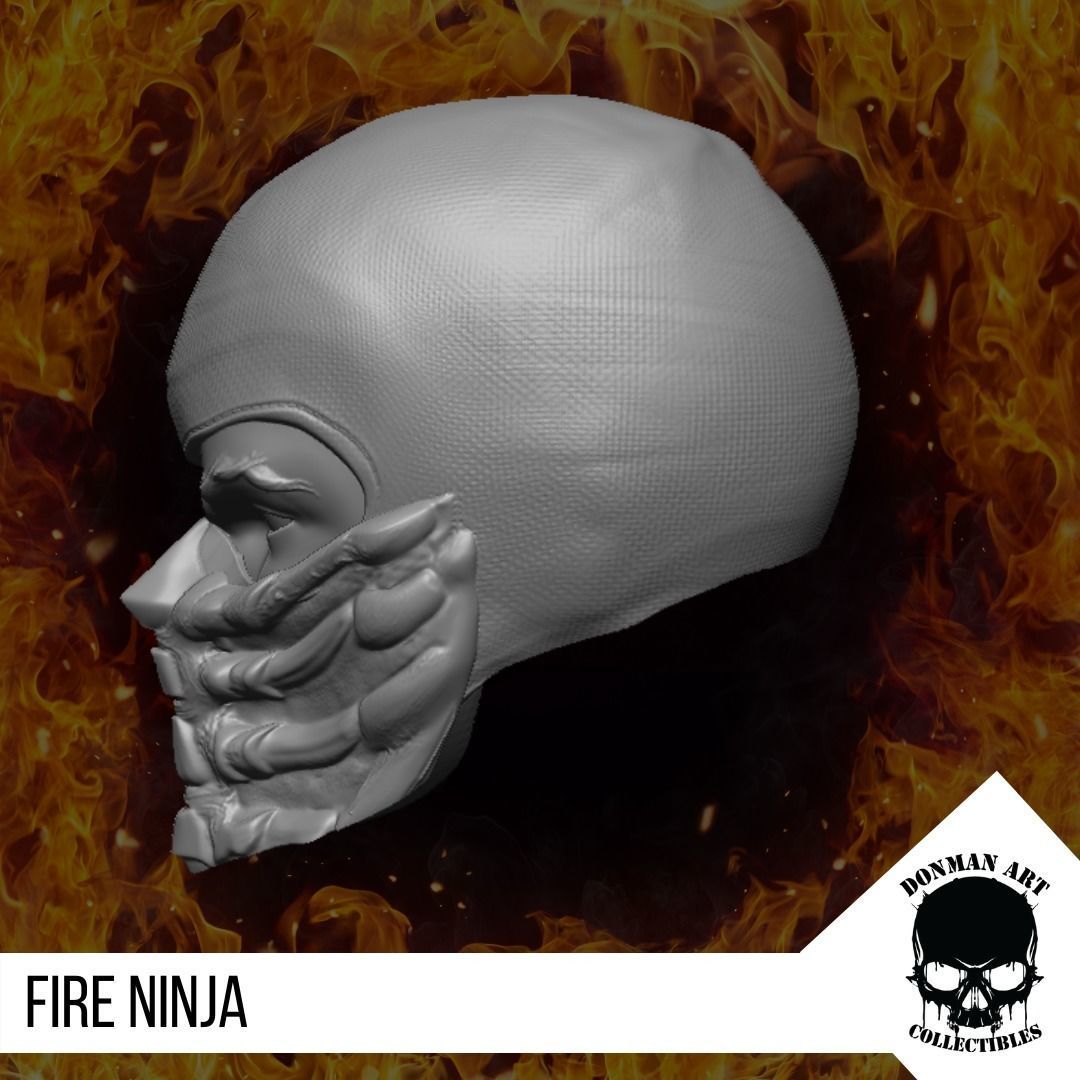 Fire Ninja Head for 6 inch action figures 3D print model_1