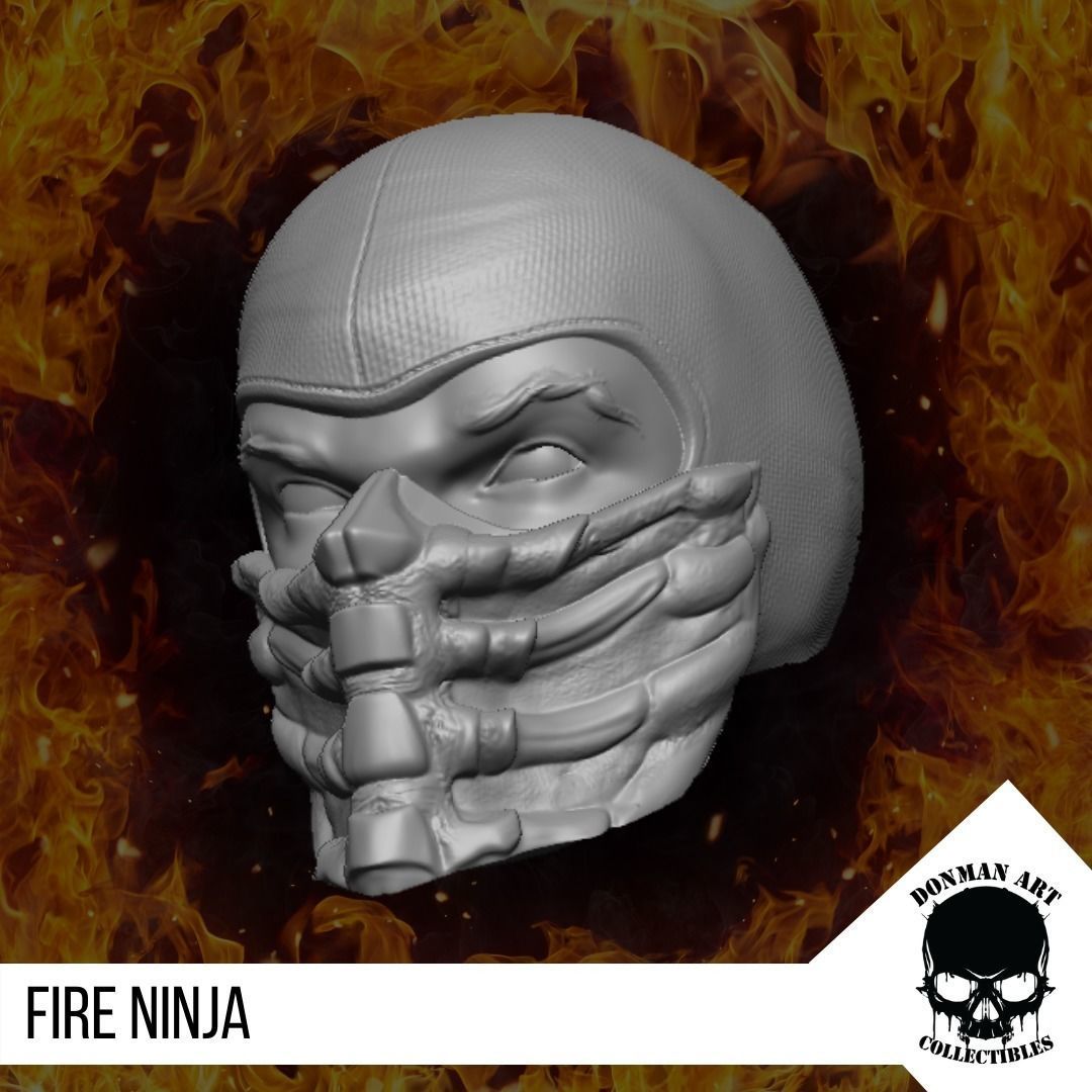 Fire Ninja Head for 6 inch action figures 3D print model_8