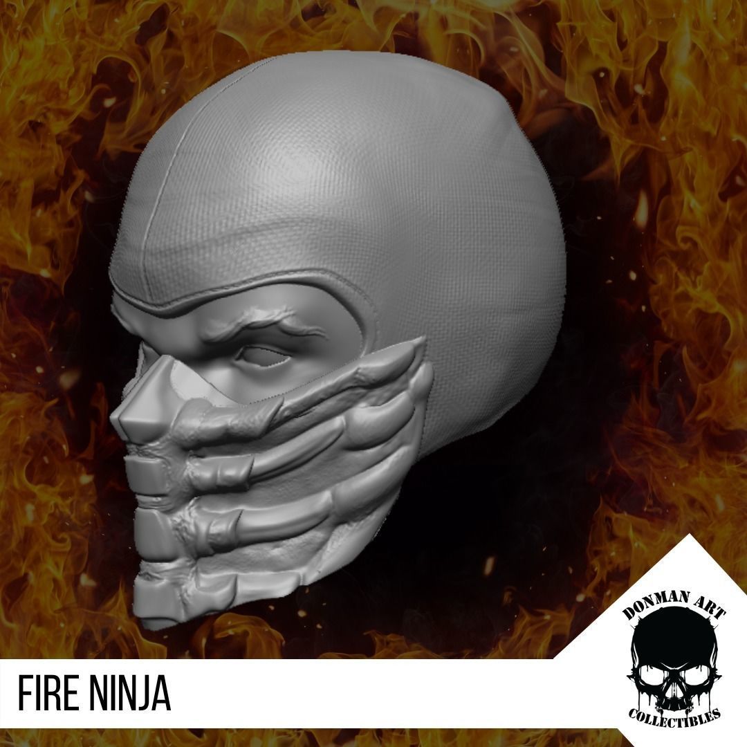 Fire Ninja Head for 6 inch action figures 3D print model_6