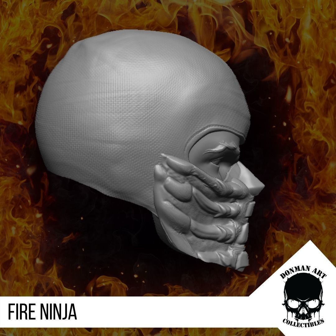 Fire Ninja Head for 6 inch action figures 3D print model_19