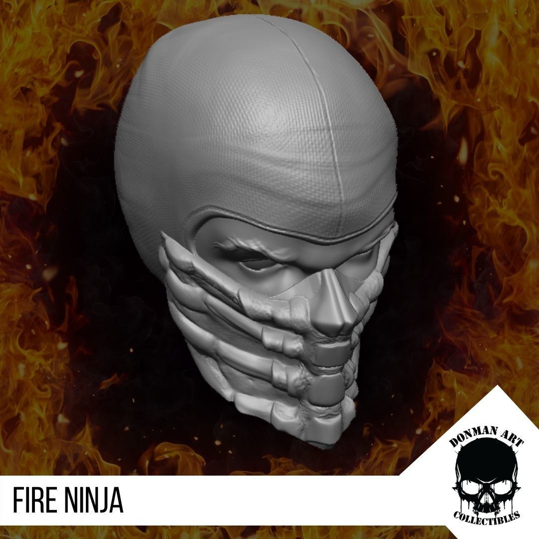 Fire Ninja Head for 6 inch action figures 3D print model_18
