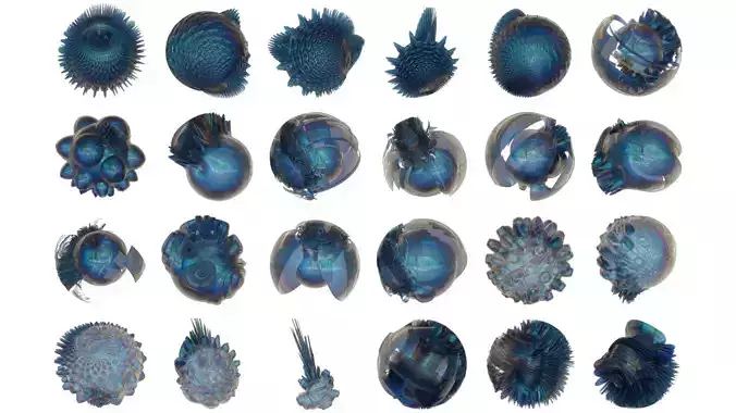24 Blue Orbs 3D Model Collection