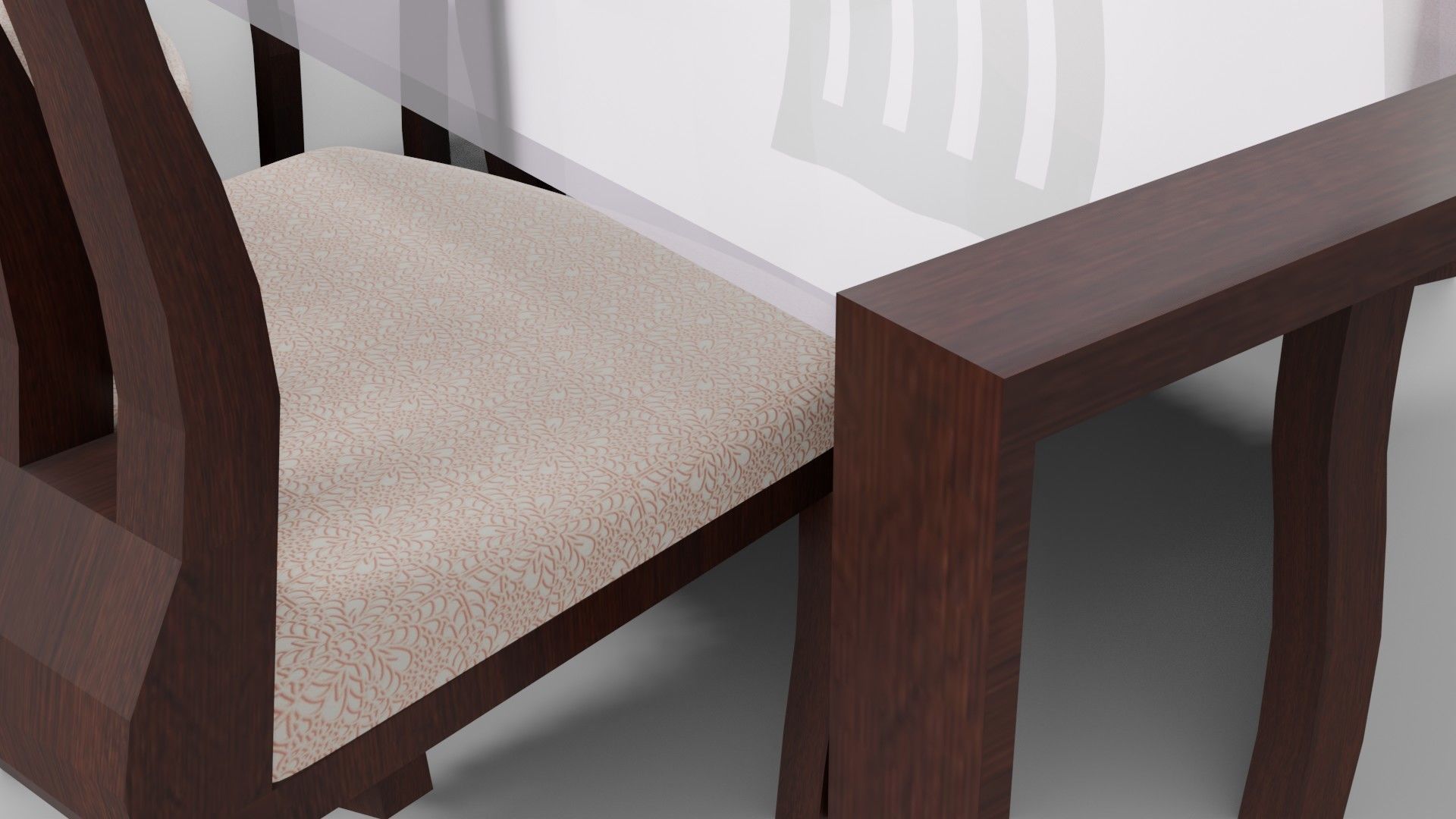 Dining Set table with six chairs Low-poly 3D model_3